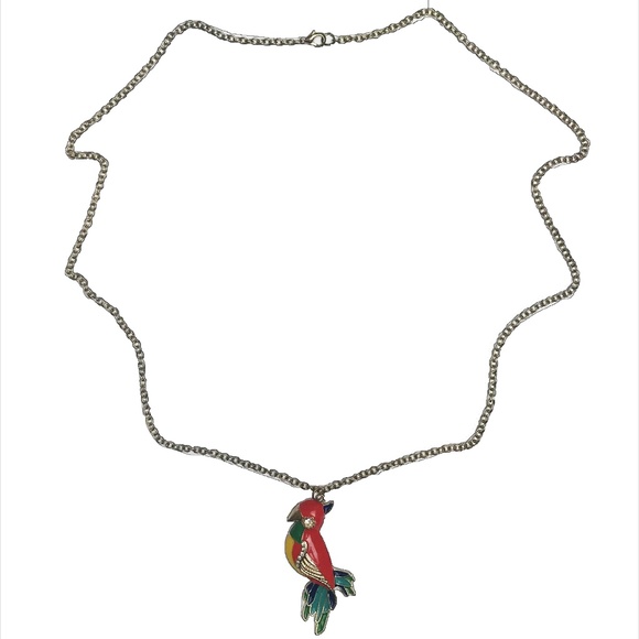 Enamel and Crystal Red Parrot Necklace - Picture 2 of 2